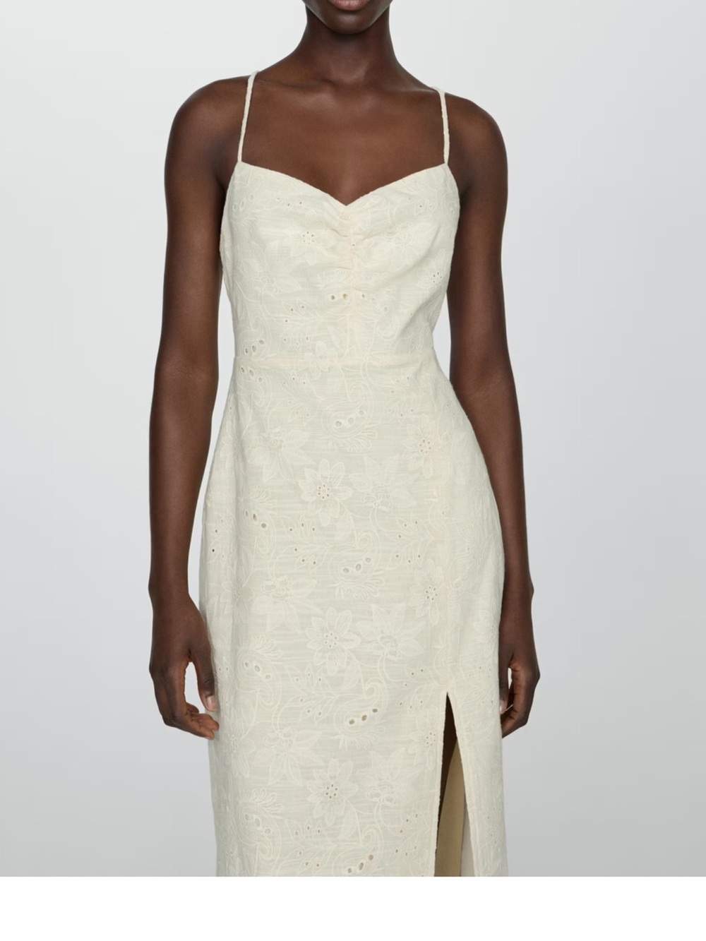 MNG EMBROIDERED DRESS WITH SIDE SLIT